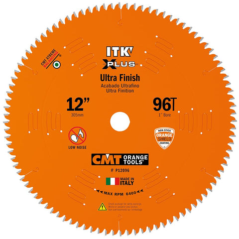 CMT P12096 1" Bore ITK Melamine & Ultra Finish Saw Blade, 12" x 96 Teeth