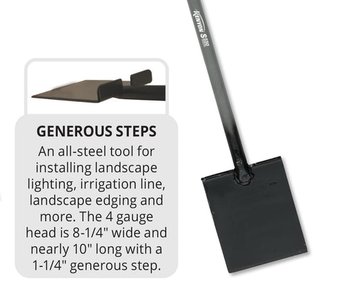 Kenyon 49045 All-Steel Landscape Lighting Trencher/Edger, 45" Steel"T" Handle