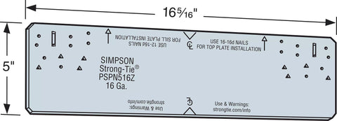 Simpson Strong-Tie PSPN516Z 5 x 16-5/16-Inch Protecting Shield Plate ZMAX 10pk