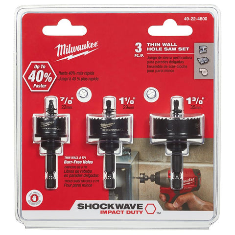 Milwaukee 49-22-4800 Hole Saw Set 3-Piece 1/4 in Hex Shank Variable Pitch Teeth