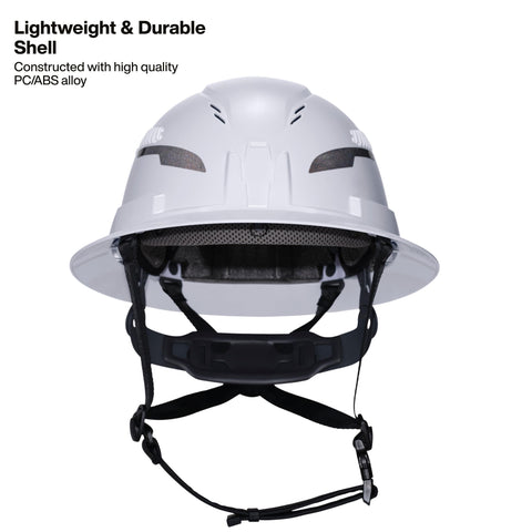 Klein Tools 60401T2 Type 2 Hard Hat, Vented Full Brim, Class C Hard Hat with Chin Strap, 6-Point Suspension with Accessory Mounts and Washable Padding