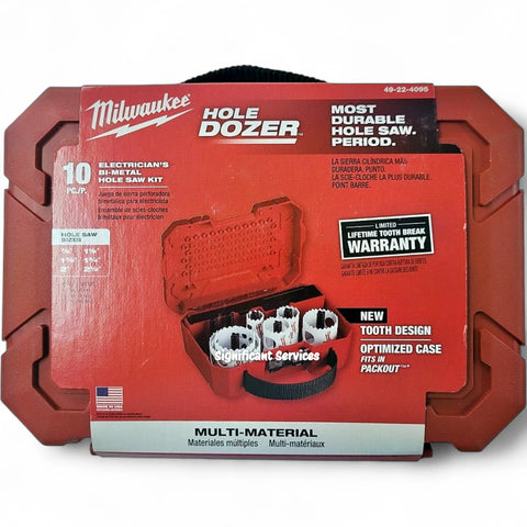 Milwaukee 49-22-4095 Hole Dozer Electricians Ice Hardened Hole Saw Kit 10Pc NEW