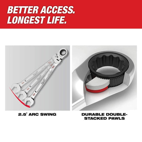 Milwaukee 48-22-9513 15 Piece Metric Flex Head Wrench Ratchet Organizer Set