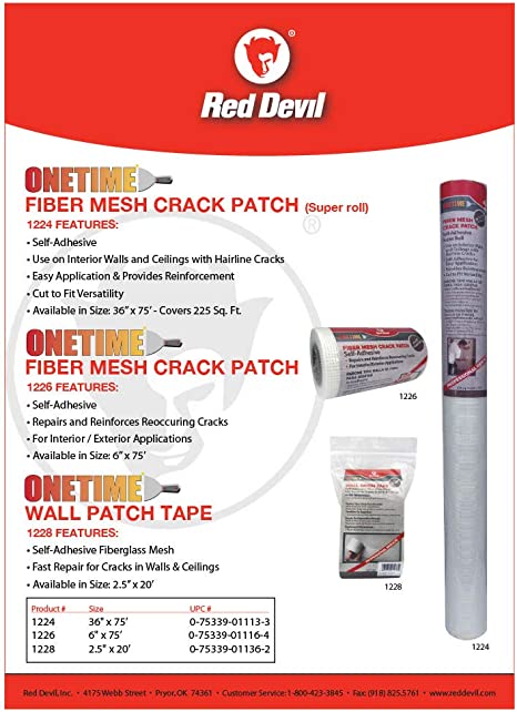 Red Devil 1226 Onetime Fiber Mesh Crack Patch 6" x 75' Wall Repair Fabric