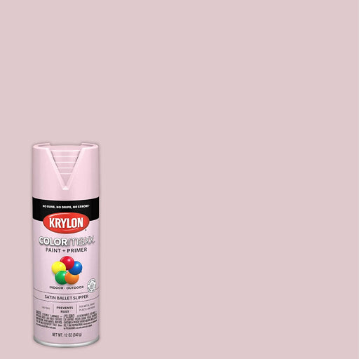 Krylon K05556007 COLORmaxx Spray Paint and Primer, Satin Ballet Slipper Pink